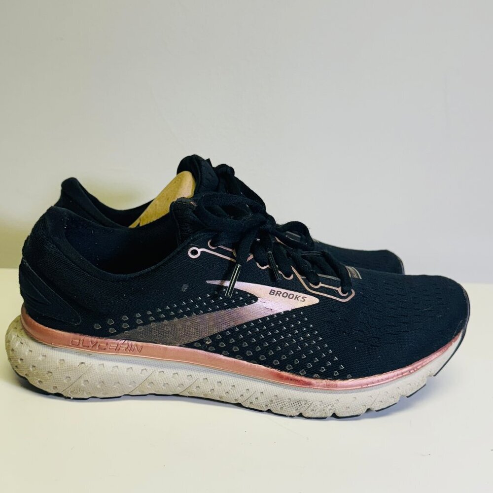 Brooks Women's Glycerin Black Rose Gold Running Shoes Size 9